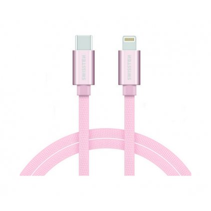Dátový kábel Swissten USB-C / Lightning 1,2m ružový