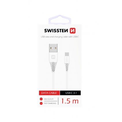 Dátový kábel Swissten USB-C (Type-C) 1.5 m biely