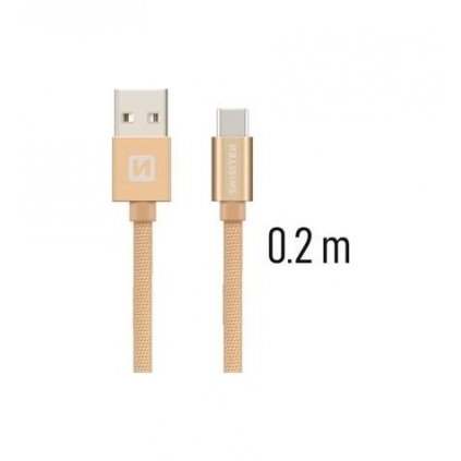 Dátový kábel Swissten USB-C (Type-C) 0,2m zlatý