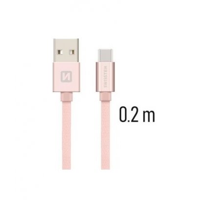 Dátový kábel Swissten USB-C (Type-C) 0,2m ružový