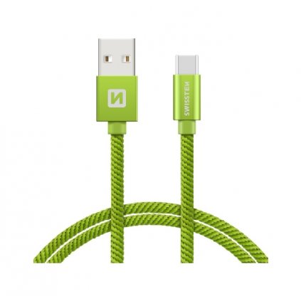 Dátový kábel Swissten USB-C (Type-C) 1,2m zelený