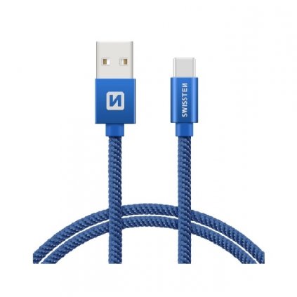 Dátový kábel Swissten USB-C (Type-C) 2m modrý