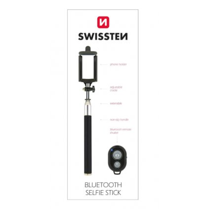 Selfie tyč Swissten Bluetooth Selfie Stick čierna