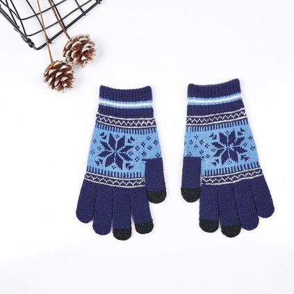 Dotykové rukavice pre mobilný telefón Snowflake modré veľ. M