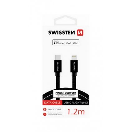Dátový kábel Swissten USB-C / Lightning PFI 1,2m čierny