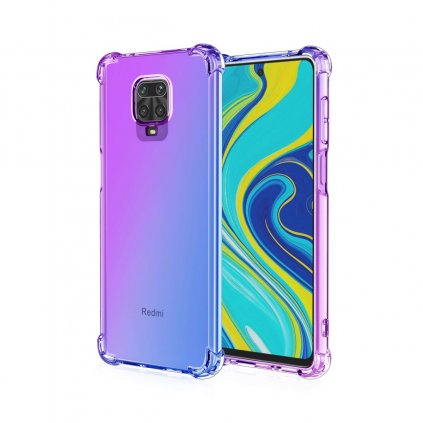 Zadný silikónový kryt na Xiaomi Redmi Note 9 Pro Shock dúhový fialovo-modrý