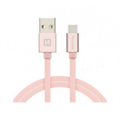 Dátový kábel Swissten USB-C (Type-C) 1,2m ružový