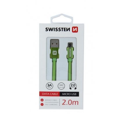 Dátový kábel Swissten microUSB 2m zelený