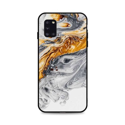 Zadný pevný kryt LUXURY na Samsung A31 Marble šedo-zlatý