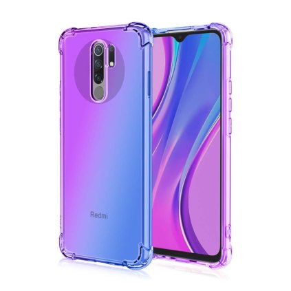 Zadný silikónový kryt na Xiaomi Redmi 9 Shock dúhový fialovo-modrý