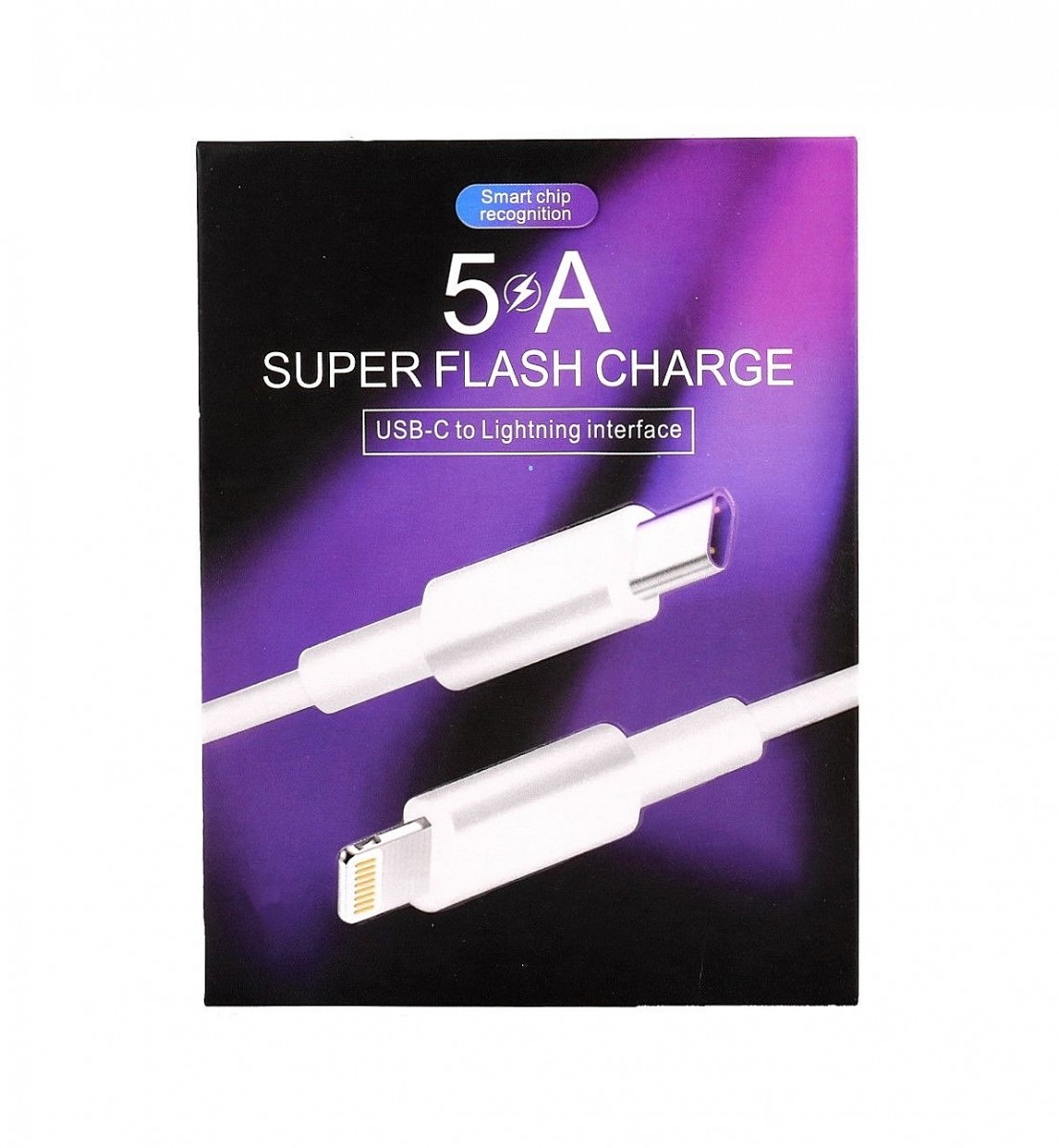 Dátový kábel Super Flash Charge USB-C - Lightning 1 m biely 5A 60168