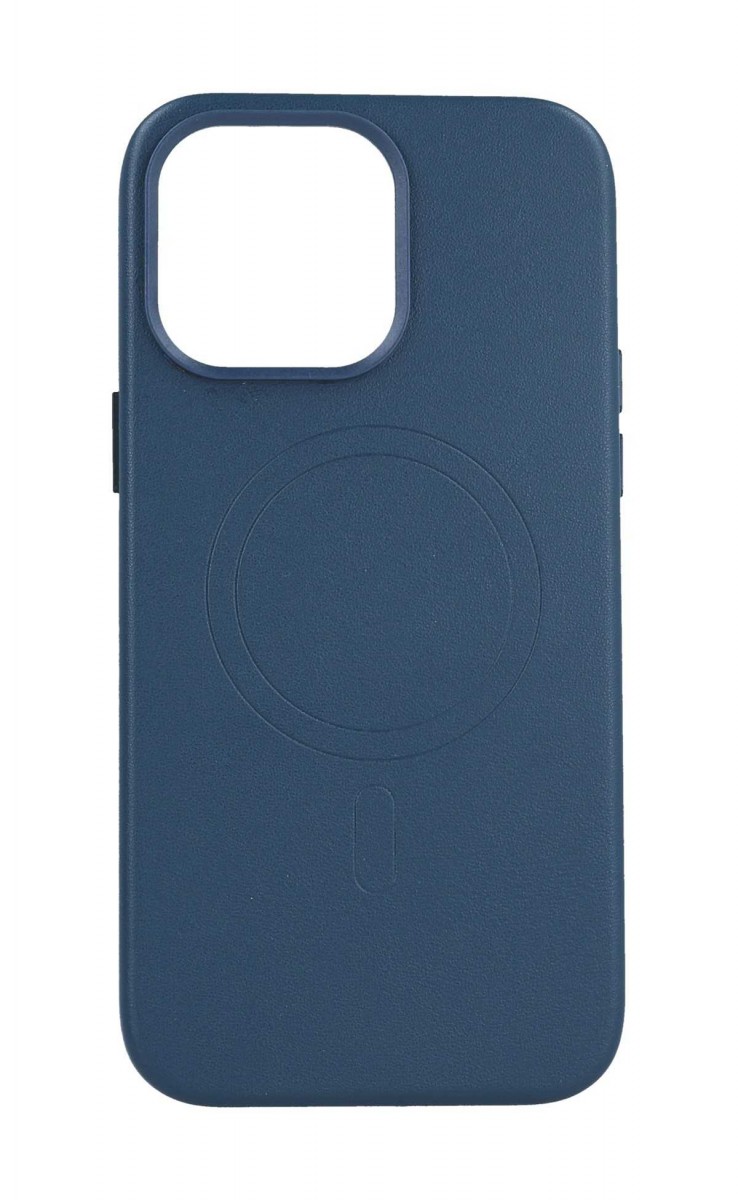 Kryt TopQ Leather MagSafe iPhone 14 Pro Max modrý 95103