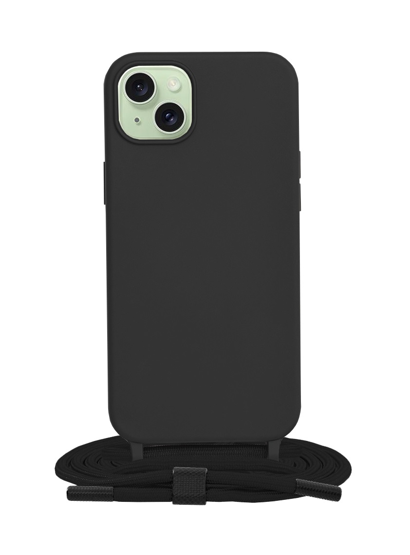 Kryt Techsuit iPhone 15 Plus čierny so šnúrkou 109826