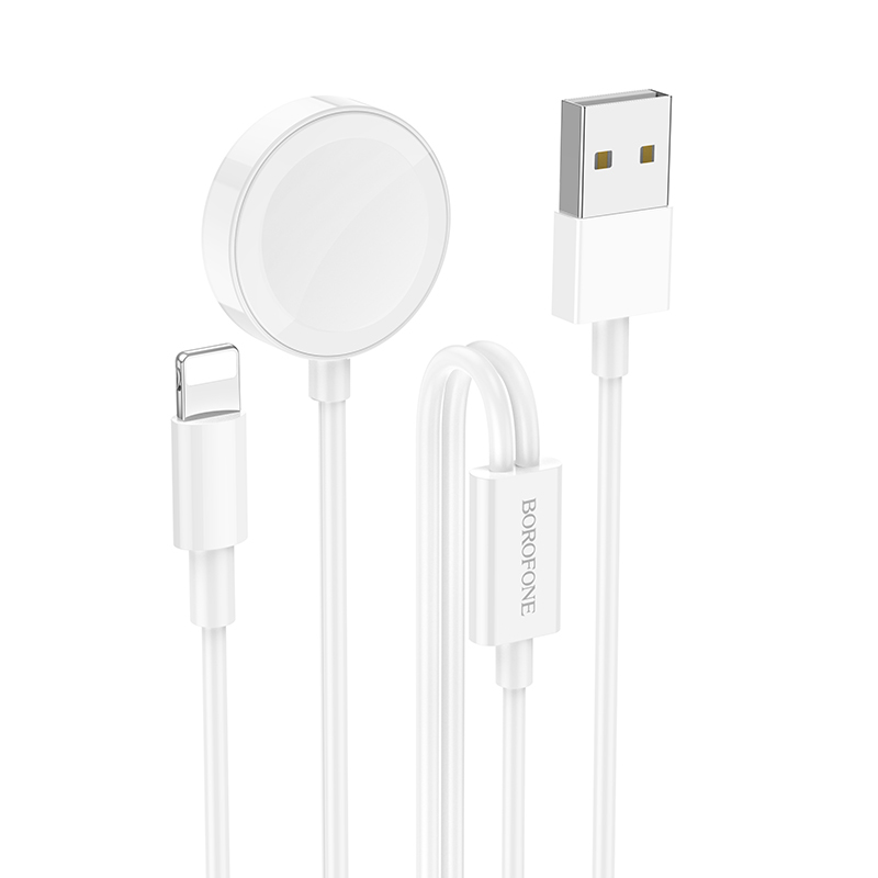 Bezdrôtová nabíjačka Borofone BQ22 2v1 pre mobilný telefón - iWatch bielá
