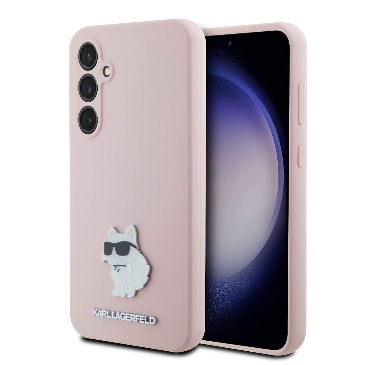 Zadný kryt Karl Lagerfeld Liquid Silicone Metal Choupette pre Samsung Galaxy S23 FE Pink
