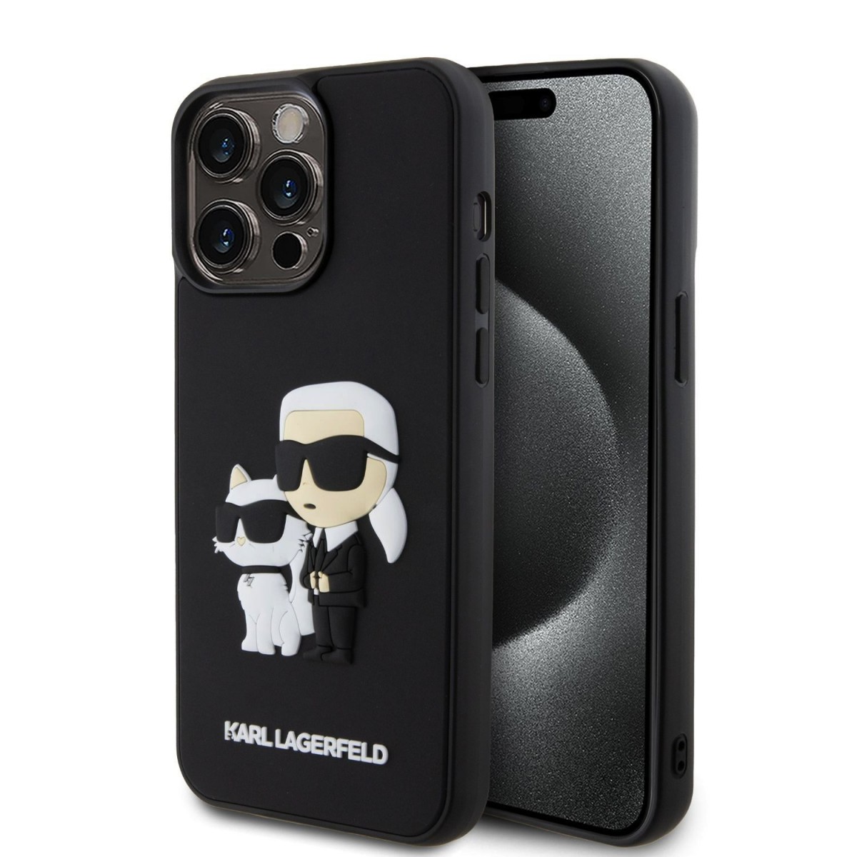 Zadný kryt Karl Lagerfeld 3D Rubber Karl and Choupette pre iPhone 13 Pro Max Black