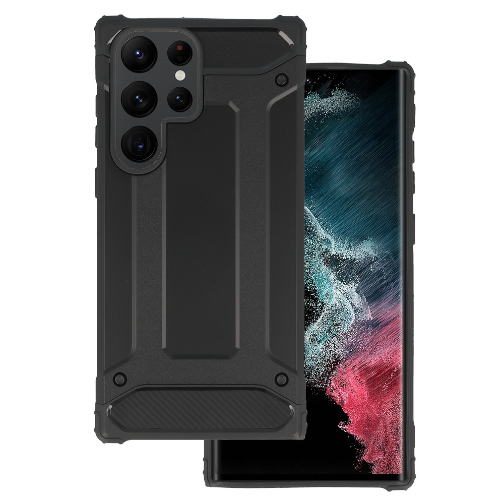 Puzdro Armor Carbon pre Samsung Galaxy S22 Ultra Black