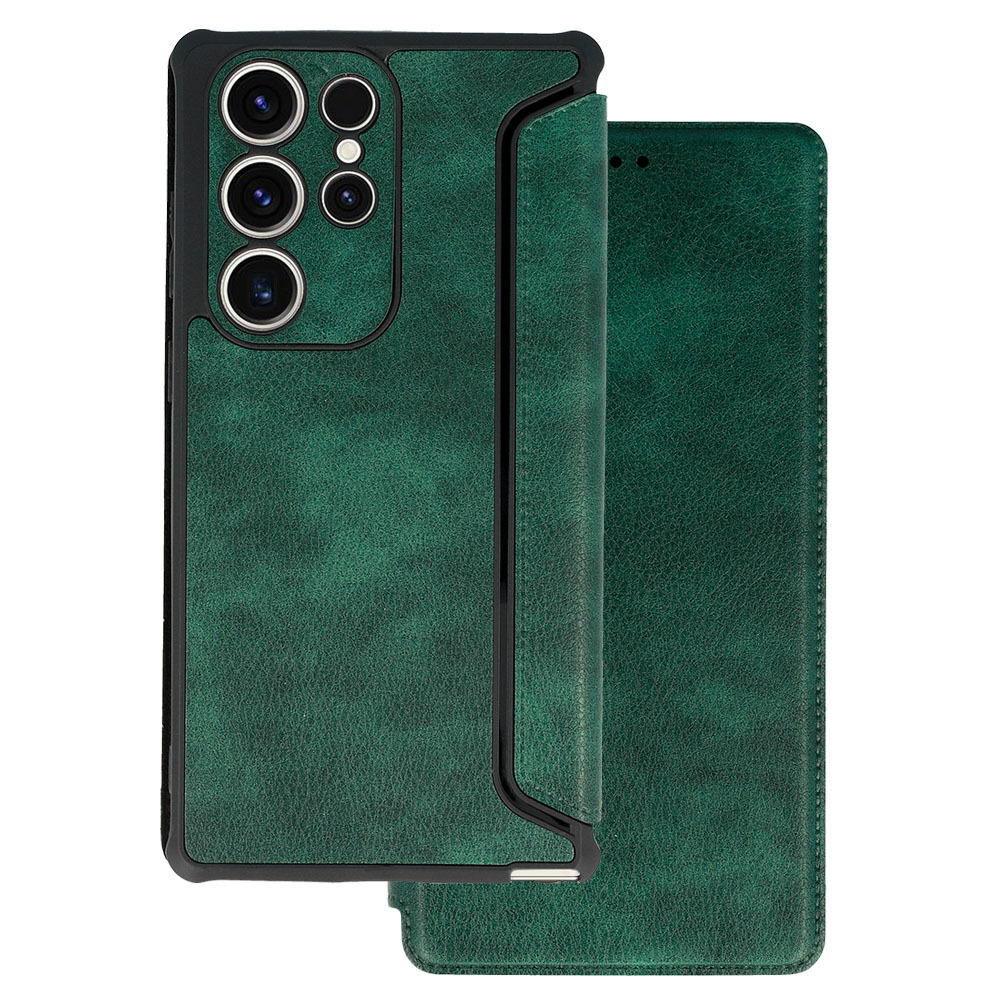 Kožené puzdro Razor pre Samsung Galaxy S23 Plus tmavozelené