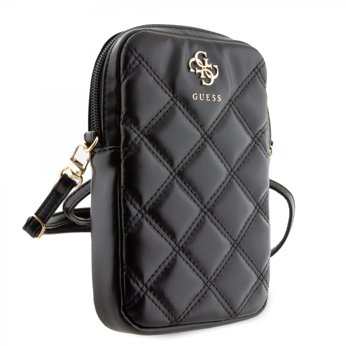 Kabelka Guess PU Quilted 4G Metal Logo Phone zips čierna