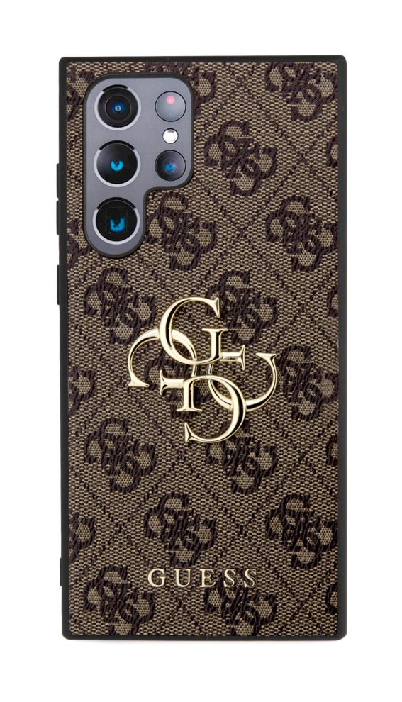 Zadný kryt Guess PU 4G Metal Logo pre Samsung Galaxy S24 Ultra Brown
