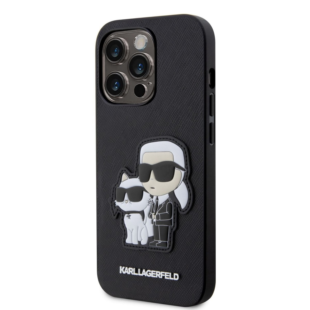 Karl Lagerfeld PU Saffiano Karl and Choupette NFT zadný kryt pre iPhone 14 Pro Max čierny