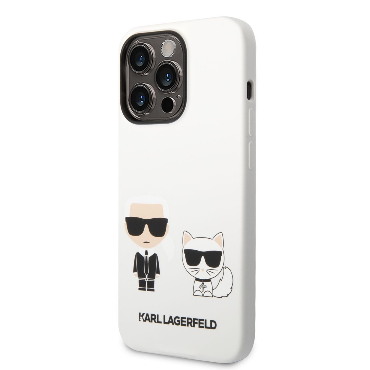 Zadný kryt Karl Lagerfeld and Choupette Liquid Silicone pre iPhone 14 Pro Max White