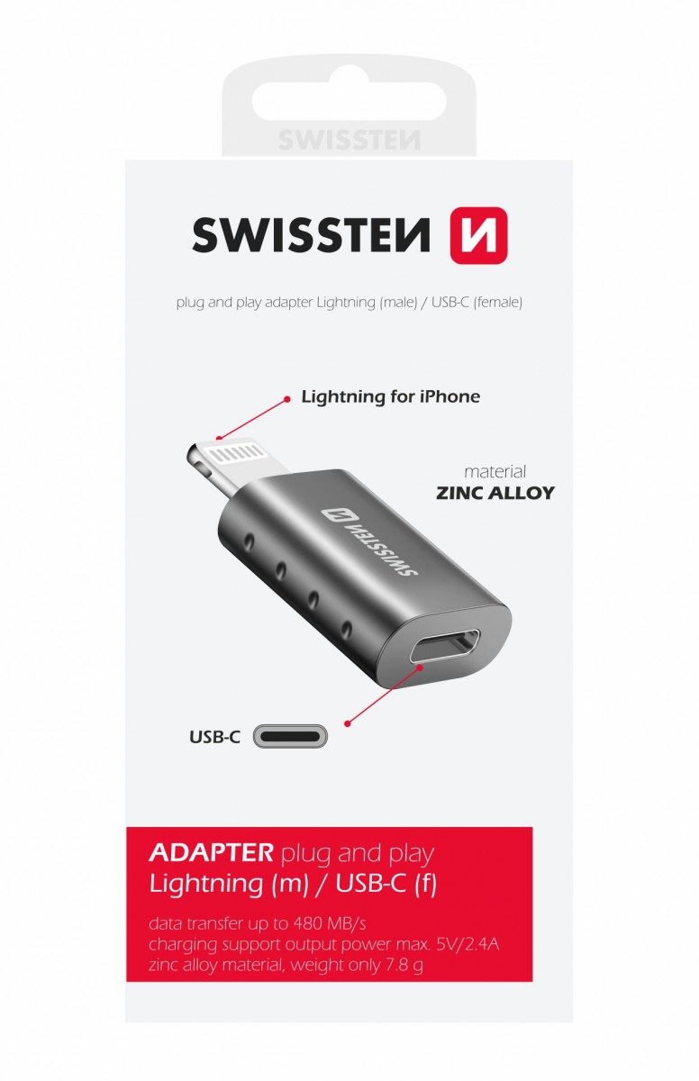 Adaptér Swissten lightning(m)/usb-c(f)