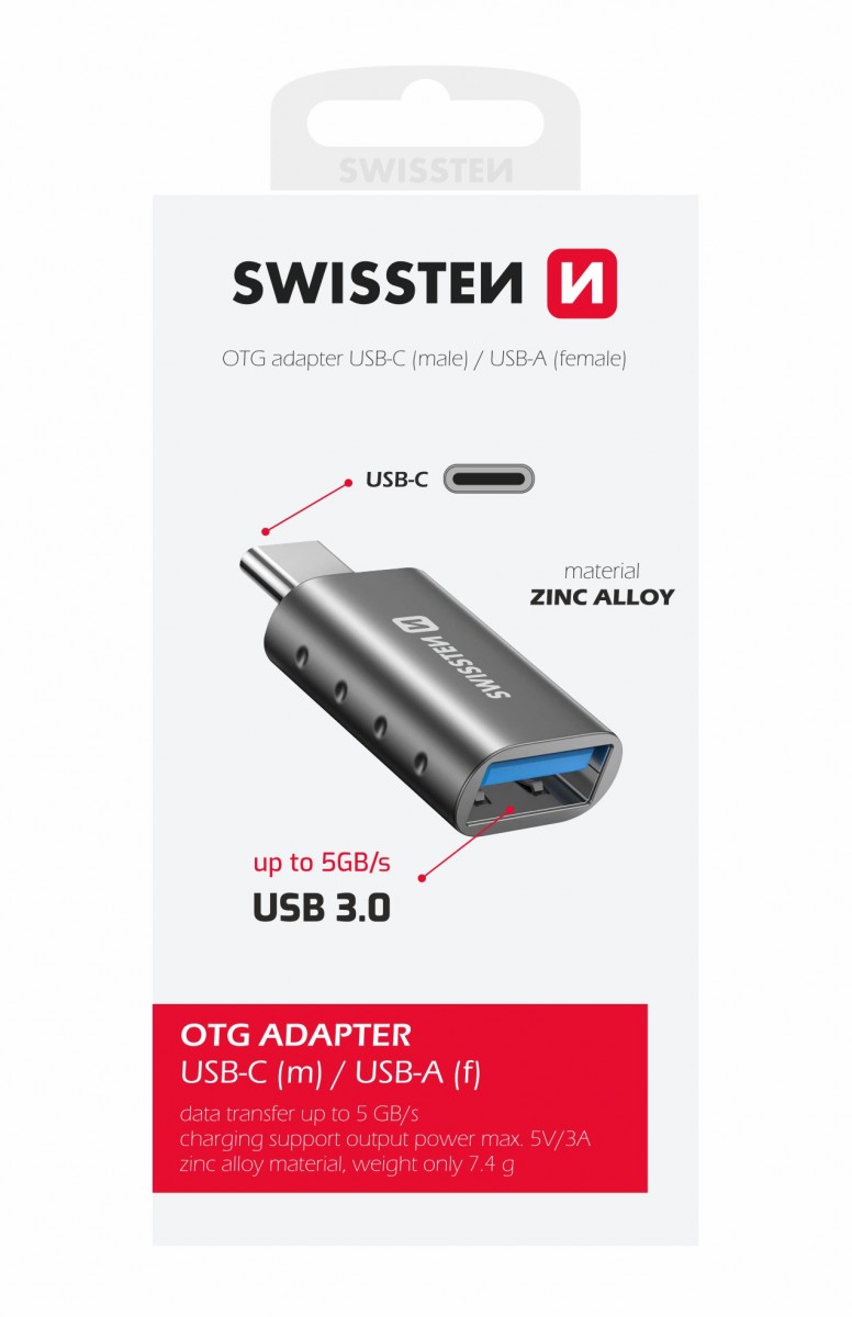 Adaptér Swissten OTG USB-C (m) - USB-A (f)