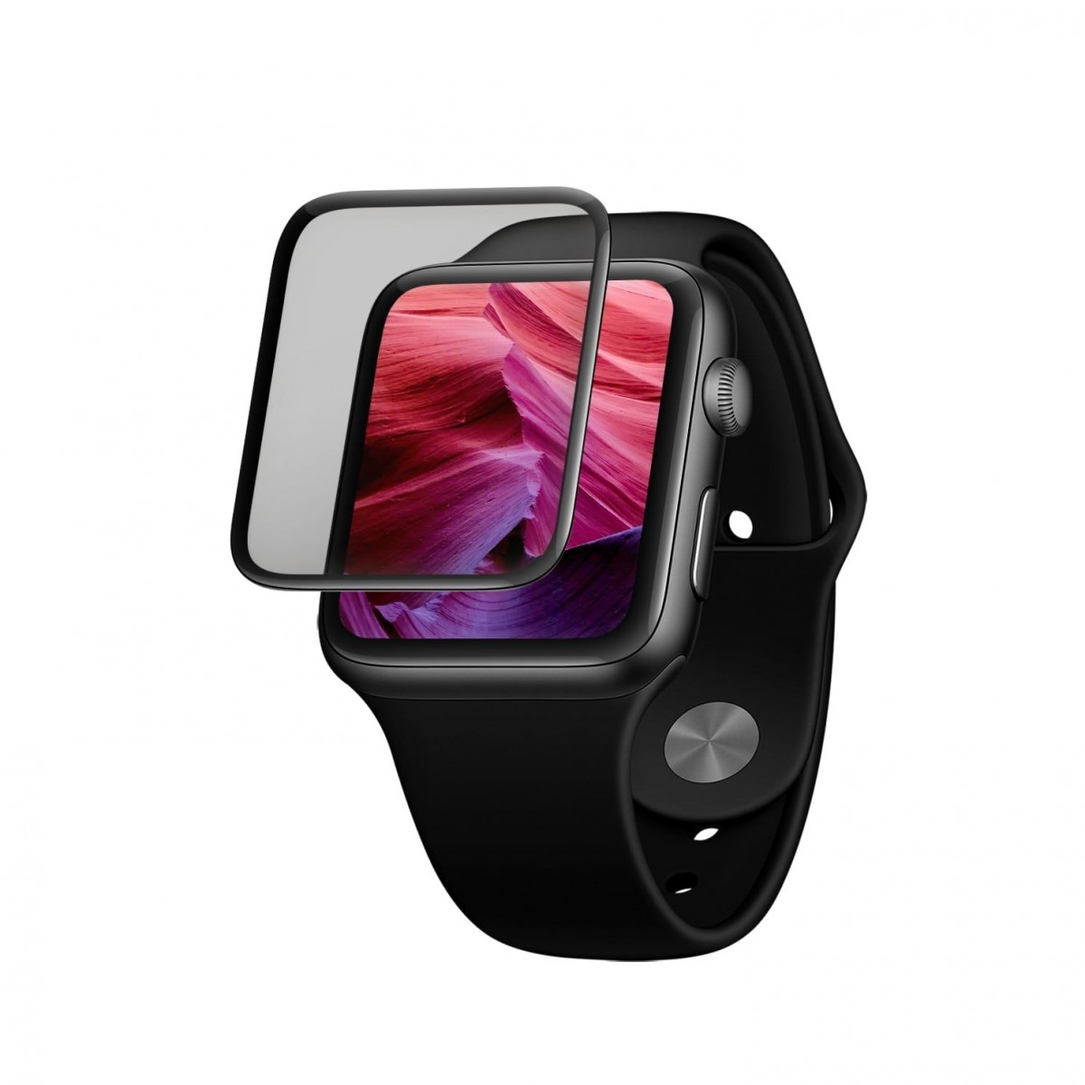 Ochranné tvrdené sklo FIXED 3D Full-Cover pre Apple Watch 40 mm s aplikátorom, s lepidlom na celý displej, čierne