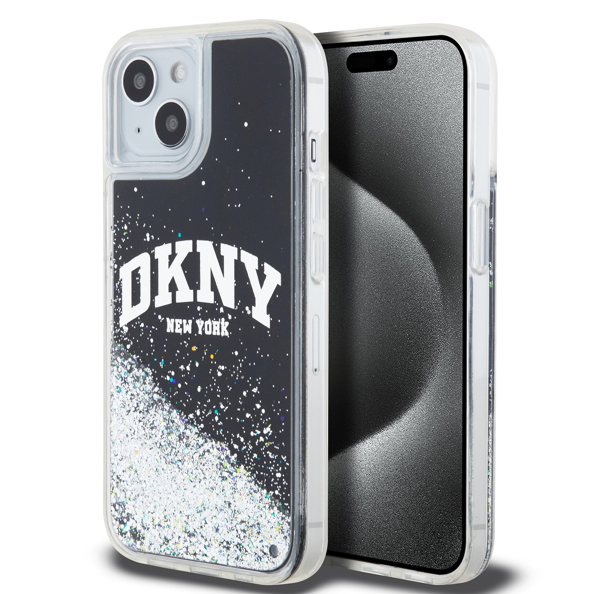 DKNY Liquid Glitter Arch Logo Zadný kryt pre iPhone 11 Black