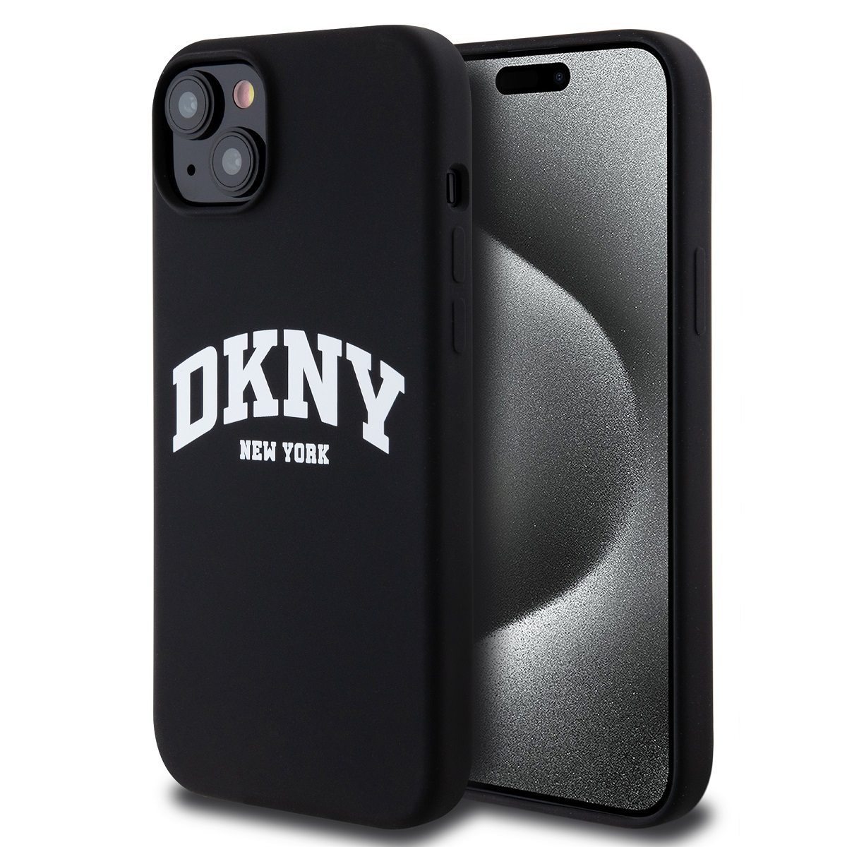 DKNY Liquid Silicone Arch Logo MagSafe Back Cover pre iPhone 15 Plus Black