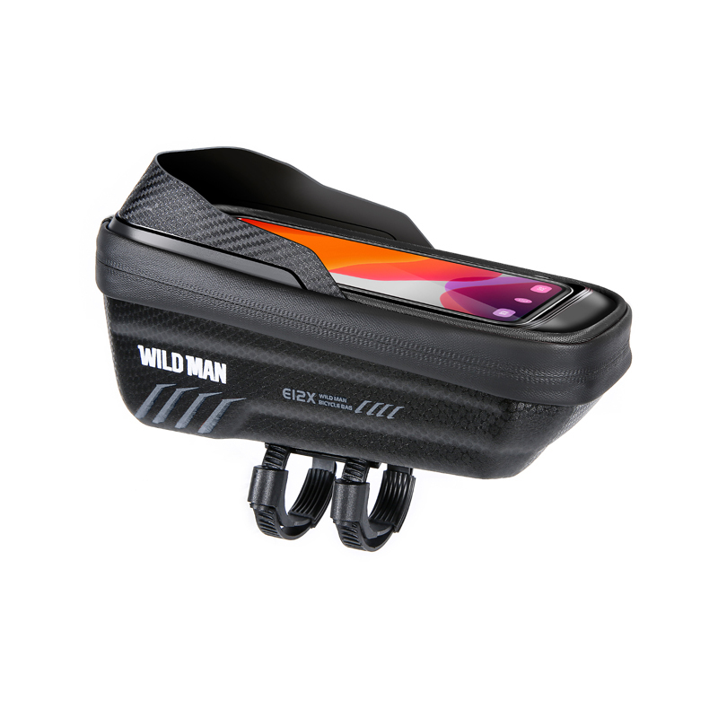 Vodotesné puzdro WildMan E12X pre mobilný telefón na rám bicykla čierne 1L