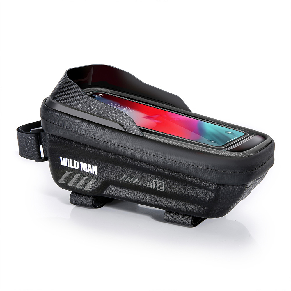 Vodotesné puzdro WildMan E12 pre mobilný telefón na rám bicykla čierne 1L
