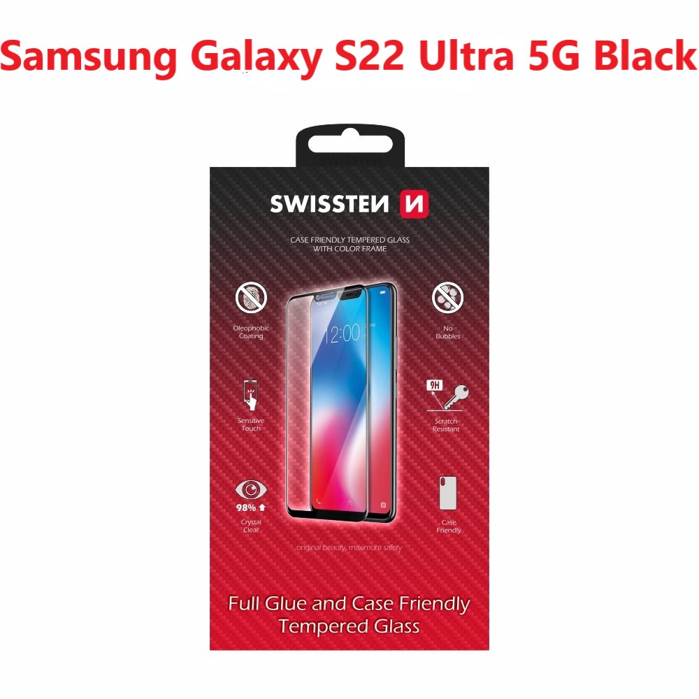 Tvrdené sklo Swissten Full Glue pre Samsung S22 Ultra čierne