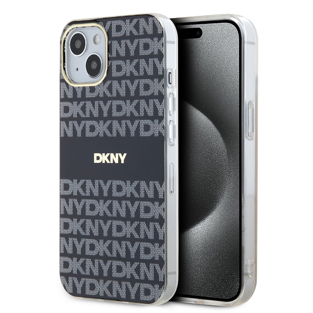 Zadný kryt DKNY PC/TPU Repeat Pattern Tonal Stripe Magsafe pre iPhone 15 Black