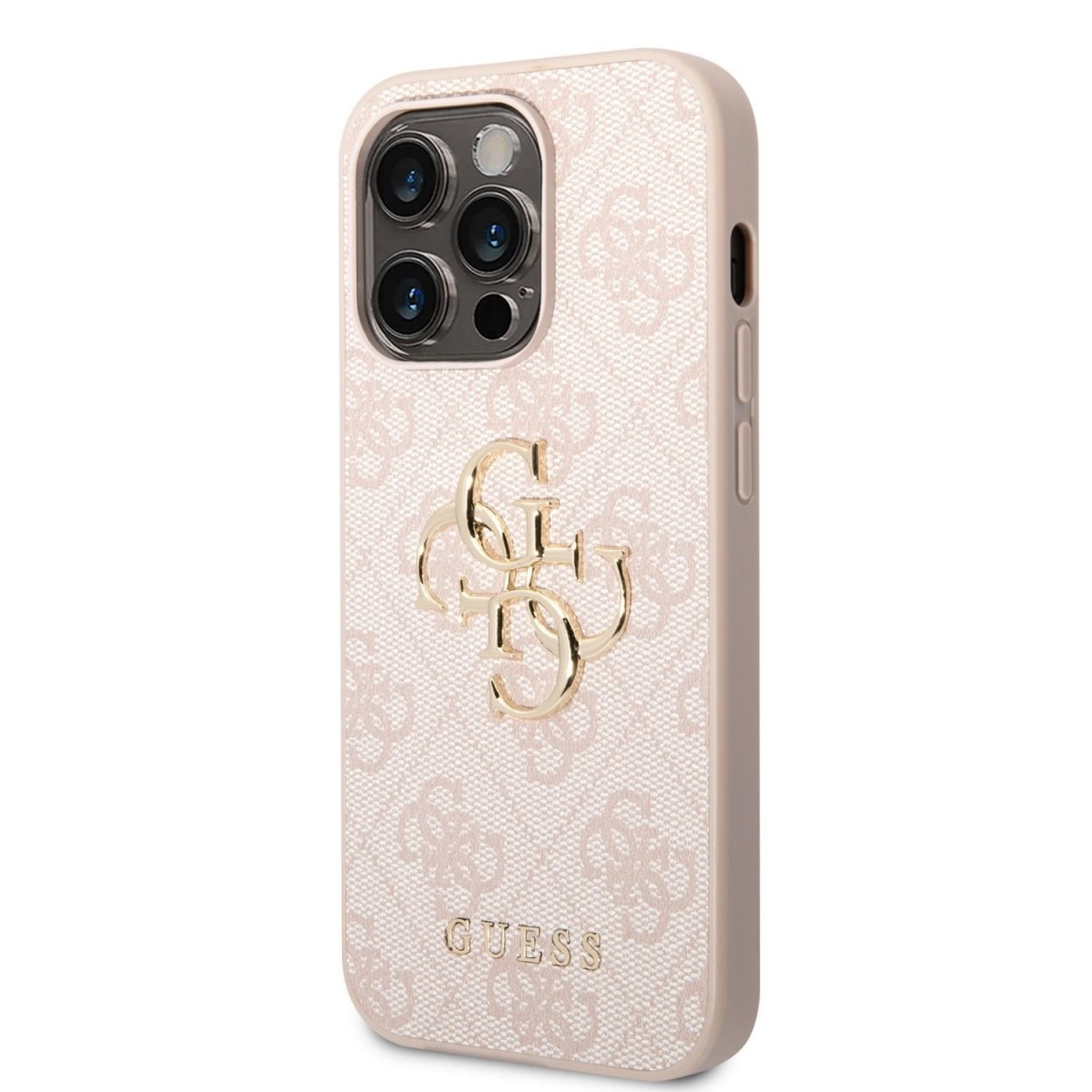 Zadný kryt Guess PU 4G Metal Logo pre iPhone 14 Pro Pink
