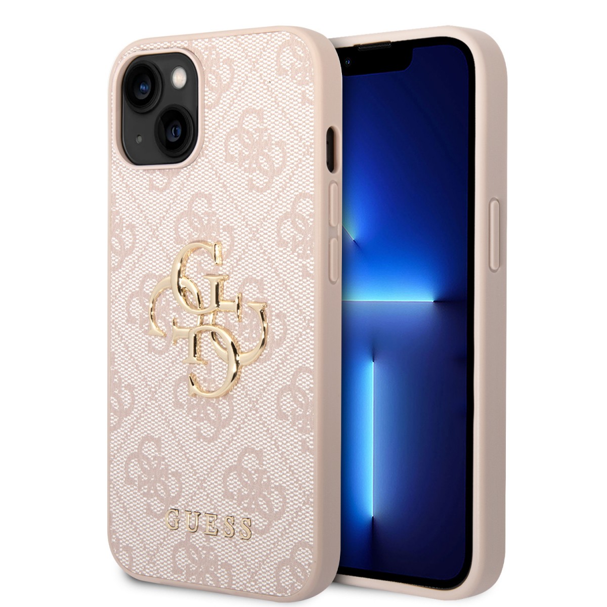 Zadný kryt Guess PU 4G Metal Logo pre iPhone 15 Pink