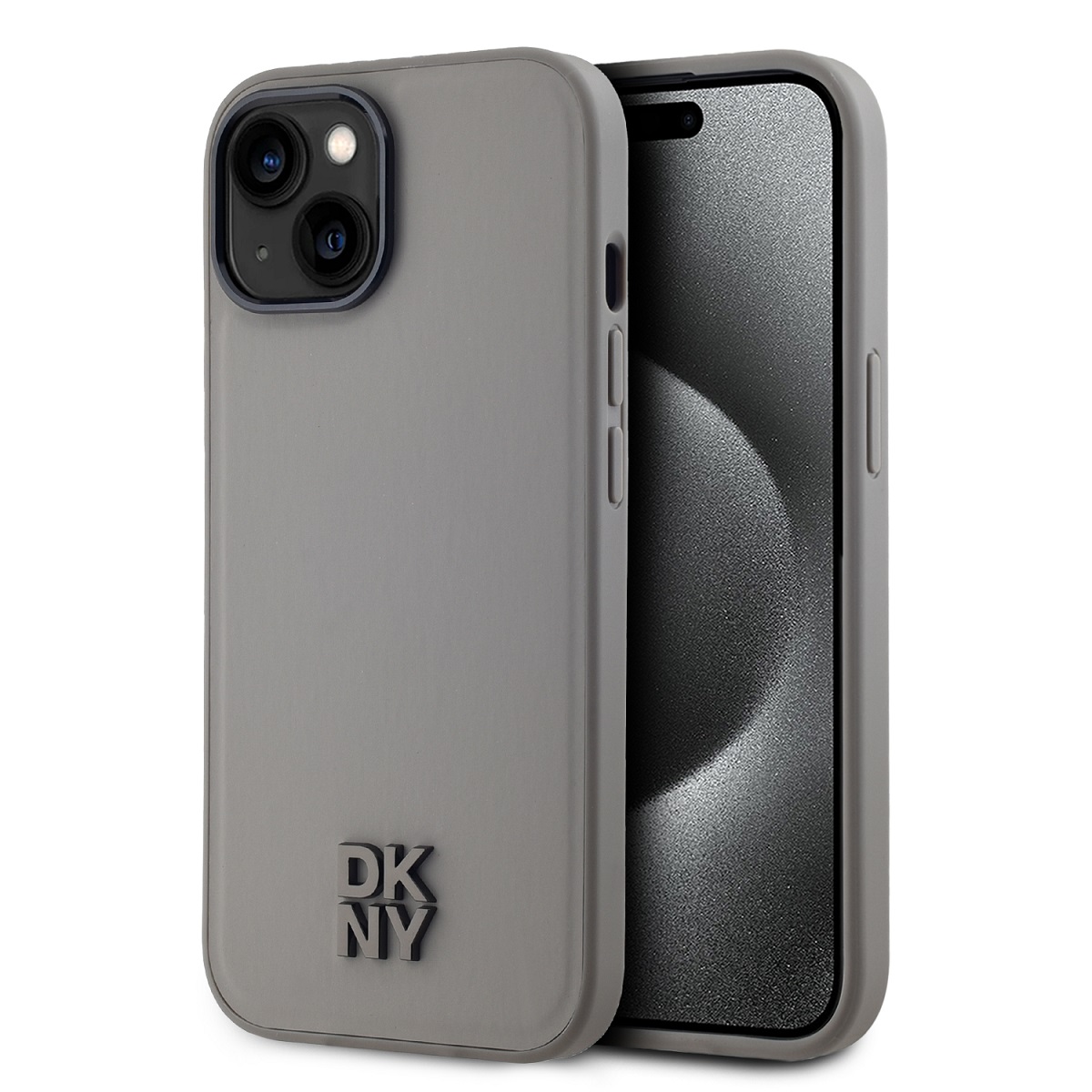 Zadný kryt DKNY PU Leather Stack Logo Magsafe pre iPhone 15 Grey