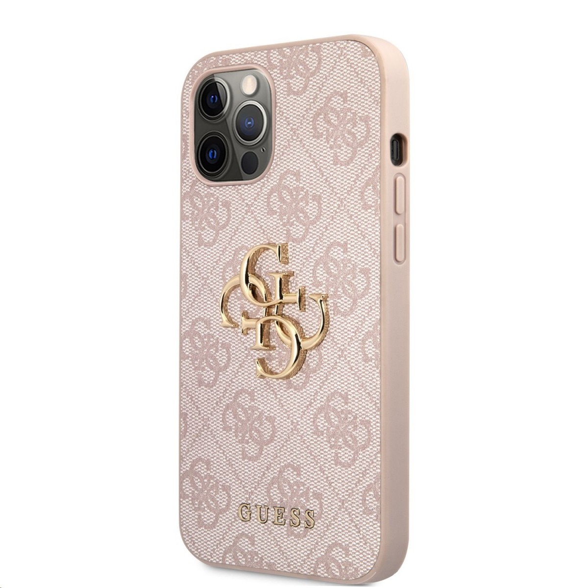 Zadný kryt Guess PU 4G Metal Logo pre iPhone 12 Pro Max Pink