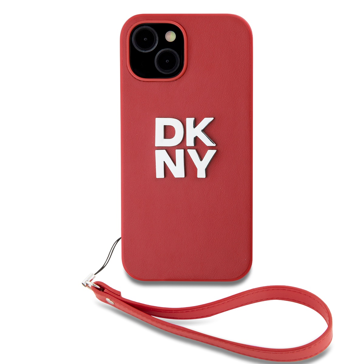 Zadný kryt DKNY PU Leather Stack Logo Wrist Strap pre iPhone 15 Pink