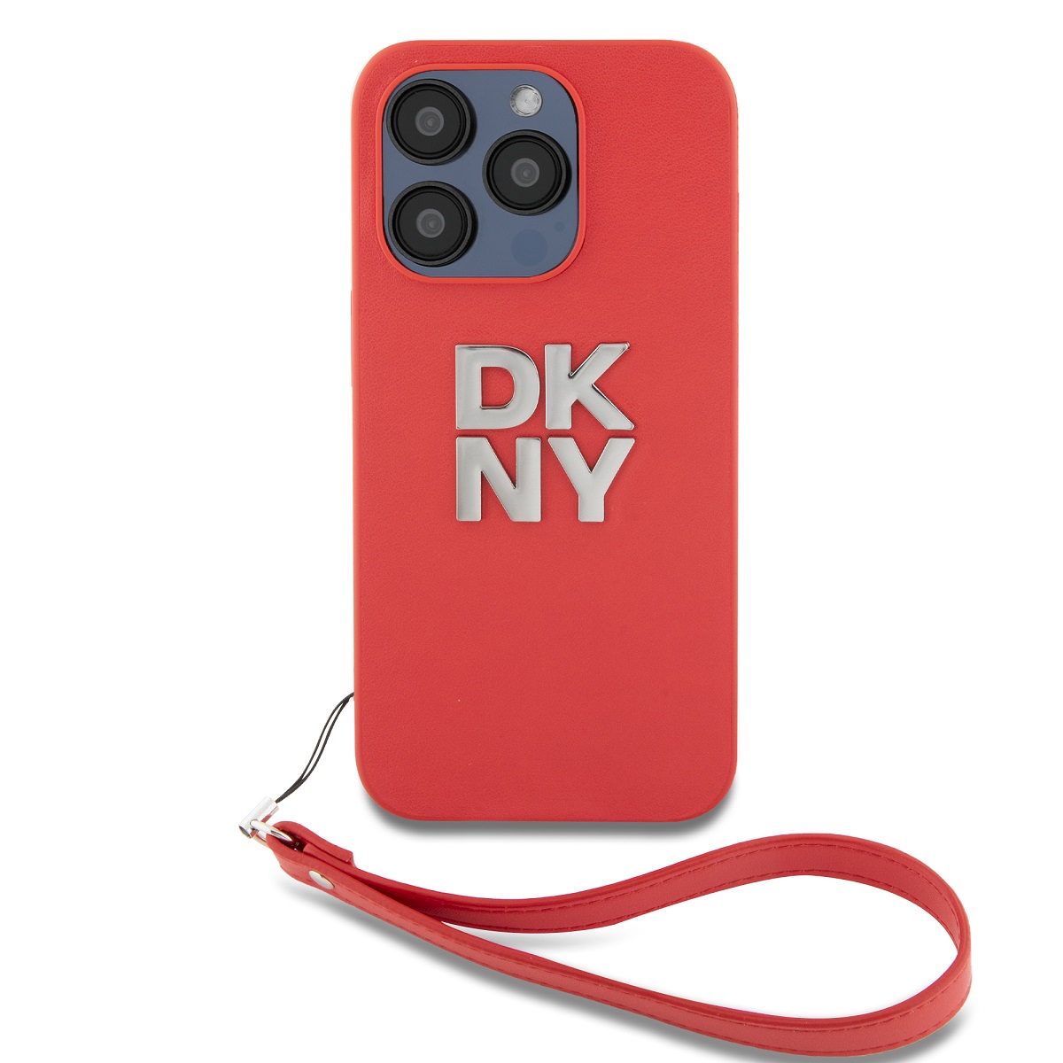 Zadný kryt DKNY PU Leather Stack Logo Wrist Strap pre iPhone 15 Pro Pink