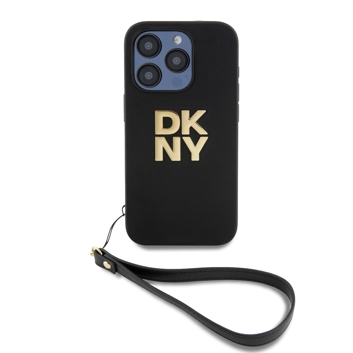 Zadný kryt DKNY PU Leather Stack Logo Wrist Strap pre iPhone 14 Pro Black