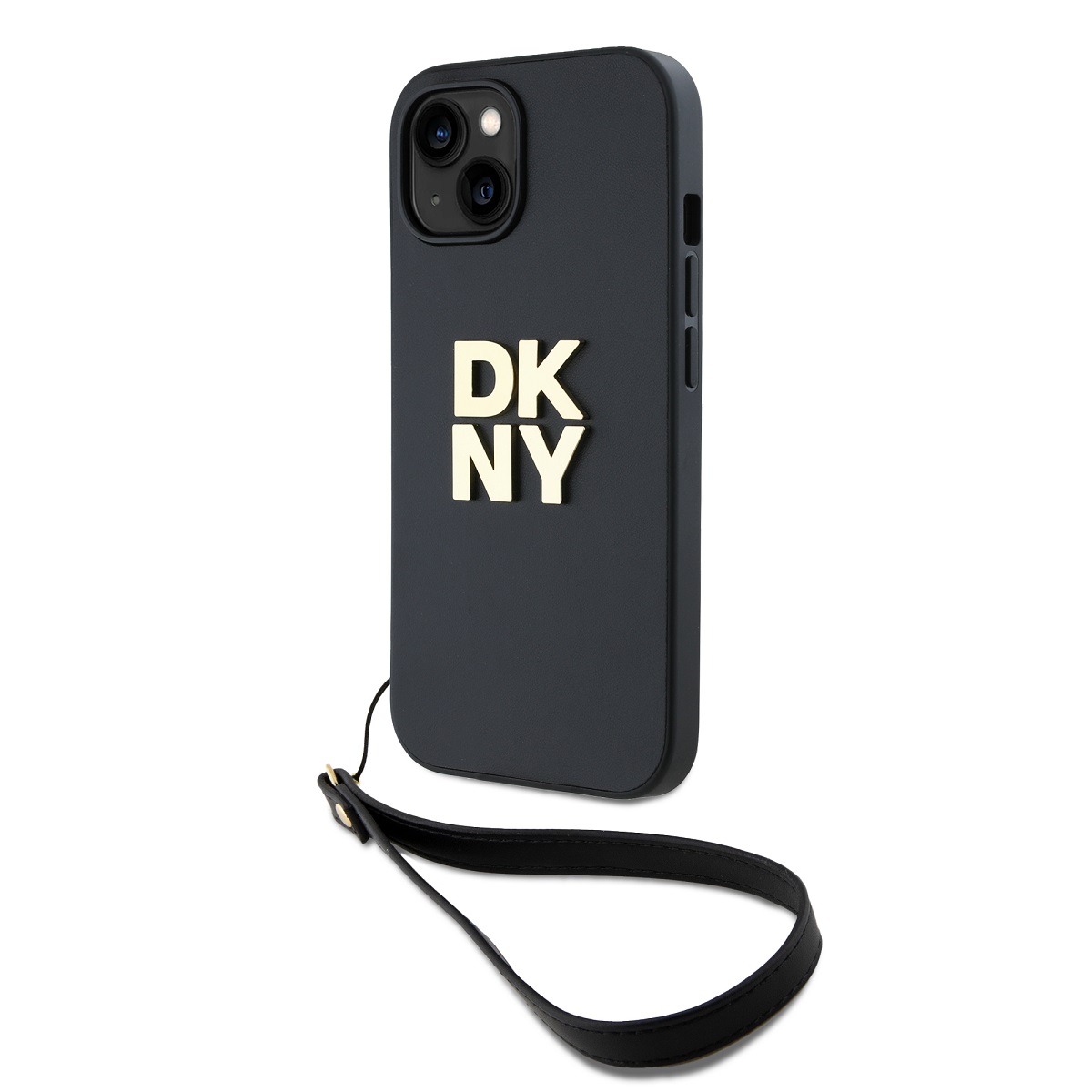 Zadný kryt DKNY PU Leather Stack Logo Wrist Strap pre iPhone 13 Black