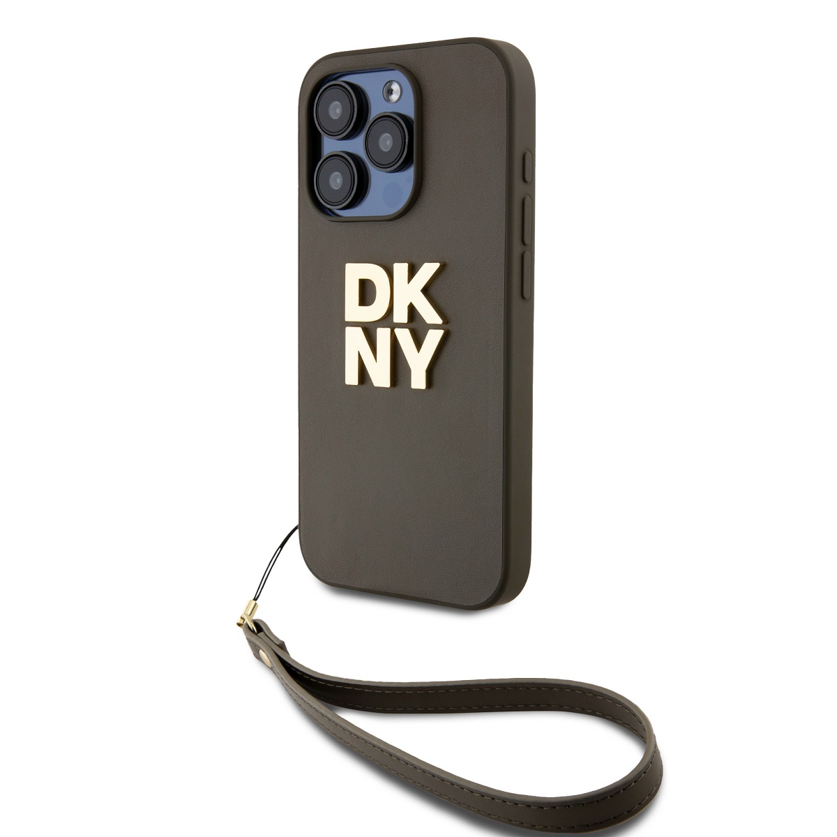 Zadný kryt DKNY PU Leather Stack Logo Wrist Strap pre iPhone 15 Pro Green