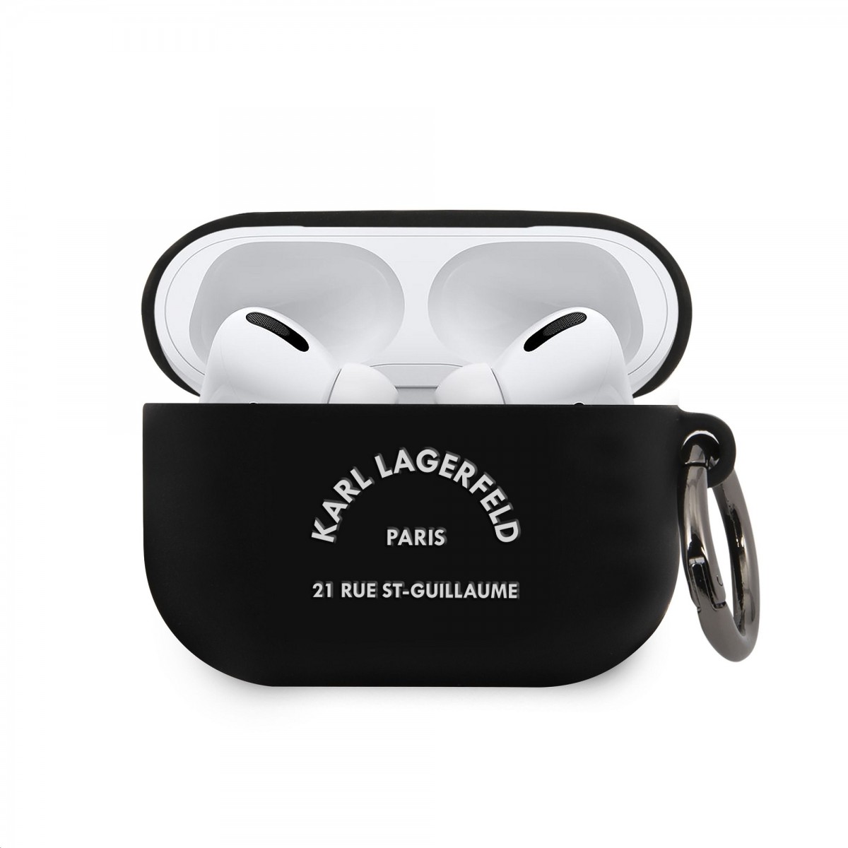 Silikónové puzdro Karl Lagerfeld Rue St Guillaume pre Airpods Pro Black