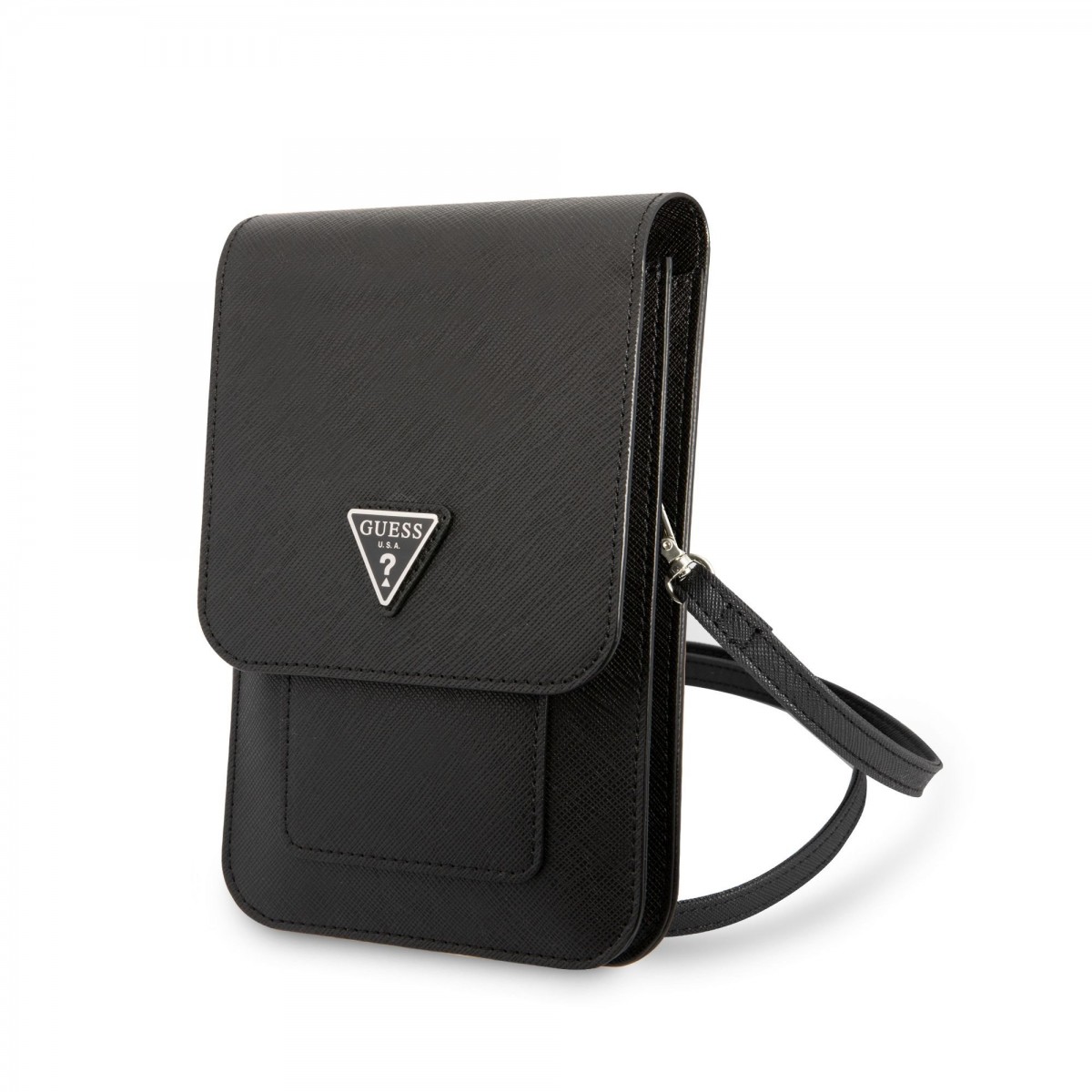 Kabelka na mobil Guess PU Saffiano Triangle Logo Black