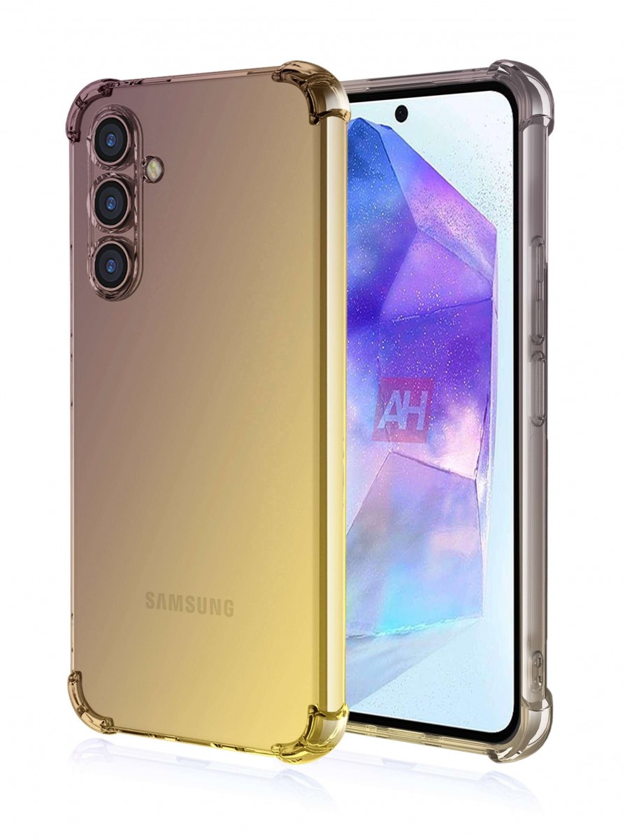 Zadný kryt pre Samsung A55 Shock dúhový purpurovo-žltý