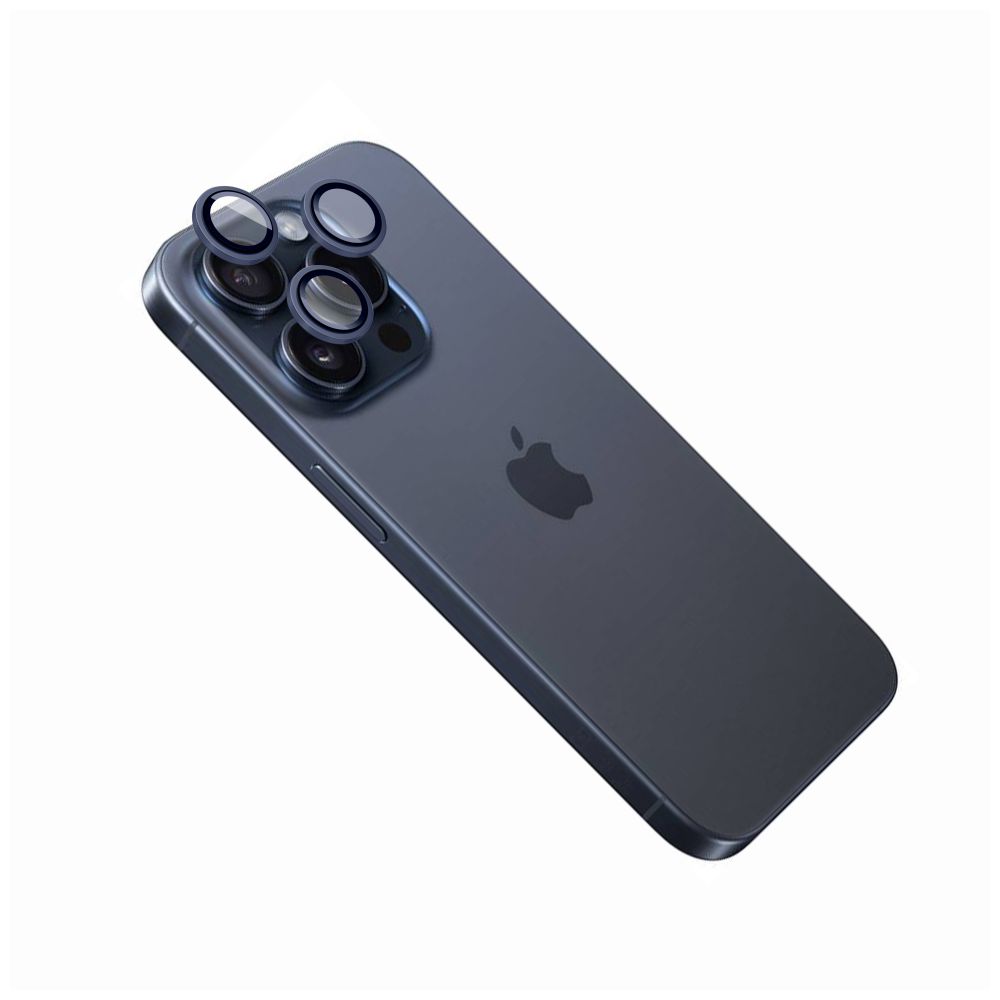 Sklo na fotoaparát FIXED pre Apple iPhone 15 Pro/15 Pro Max, tmavomodré