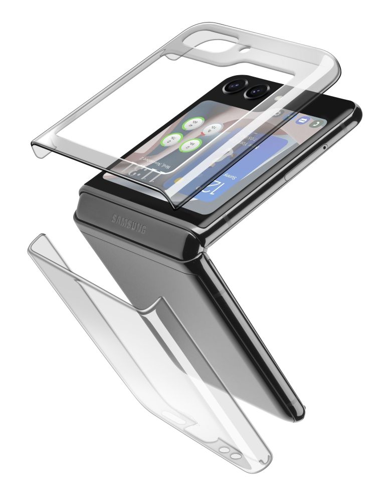 Zadný kryt s ochranným rámom Cellularline Clear Duo pre Samsung Galaxy Z Flip5, číry