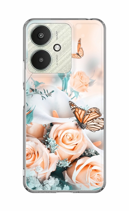 Zadný pevný kryt Image na Xiaomi Redmi 13C 5G Ruže s motýľom